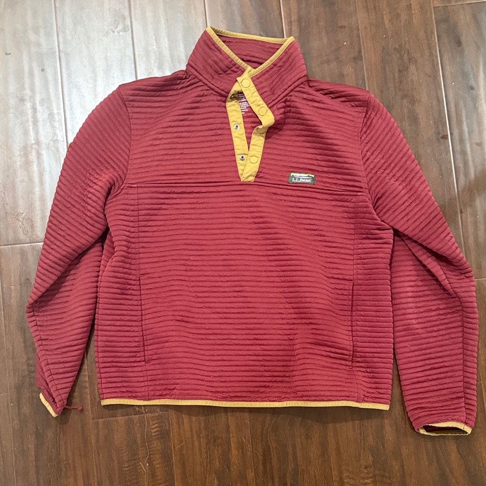 L.L. Bean Maroon and Mustard Pull Over